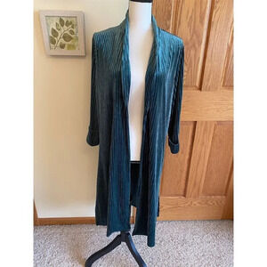 Ember Velvet Cardigan Green Women's Size L Long Sleeve Open Front Sweater NWT